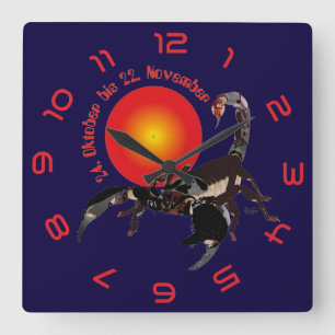 Skorpion - Sternzeichen Uhr Vierkante Klok