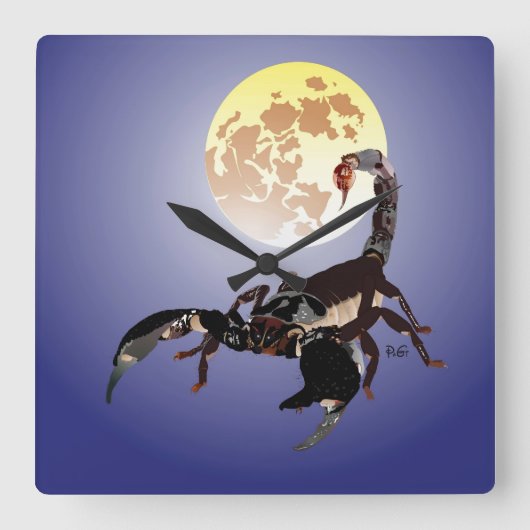 Skorpion Uhr Vierkante Klok (Voorkant)