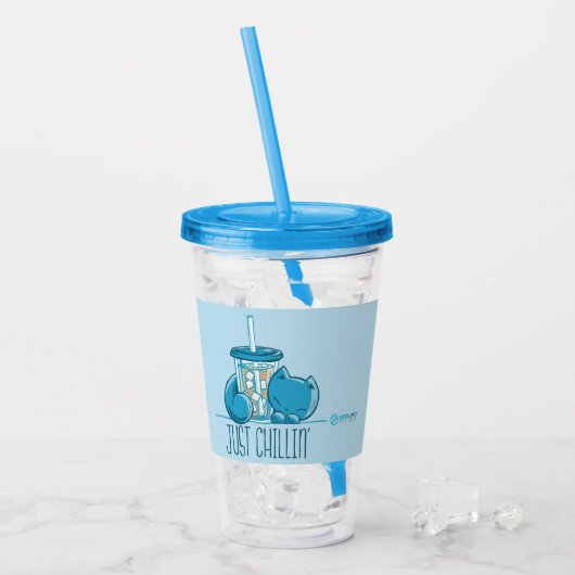 Skribbles: Gewoon chilline' (blauw) Acryl Drinkbeker (Voorkant ijs)