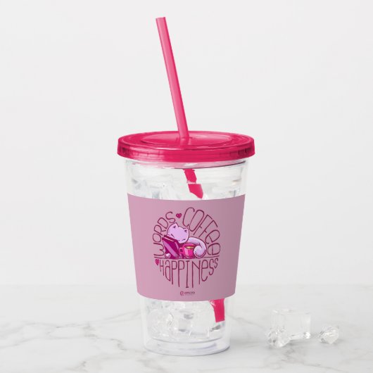 Skribbles: Woorden Koffiegeluk (roze) Acryl Drinkbeker (Voorkant ijs)
