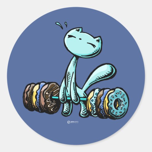 Skribbles: Zwakte voor donuts (blauw) Ronde Sticker (Voorkant)