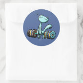 Skribbles: Zwakte voor donuts (blauw) Ronde Sticker (Tas)