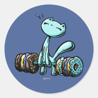 Skribbles: Zwakte voor donuts (blauw) Ronde Sticker