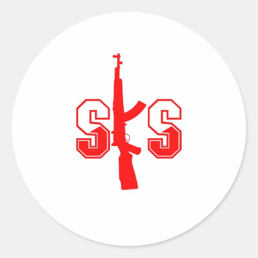 SKS Aanval Geweer Logo Red.png Ronde Sticker (Voorkant)