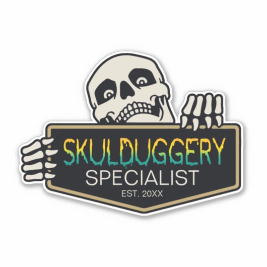 Skulduggery Specialist Halloween Skull Sign ID856 Sticker (Voorkant)