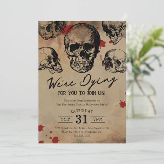  Skull Adult Halloween Party Kaart (Staand voorkant)