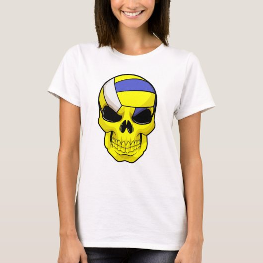 Skull als Volleybalspeler met Volleyball T-shirt (Voorkant)