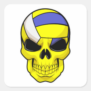 Skull als Volleybalspeler met Volleyball Vierkante Sticker