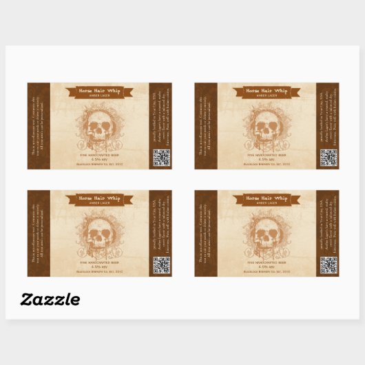 Skull Amber Lager Custom Beer Labels (Vel)