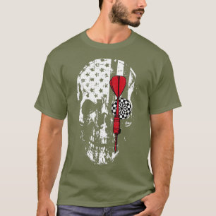 Skull American Flag Darts Board Throeping Sports T-shirt