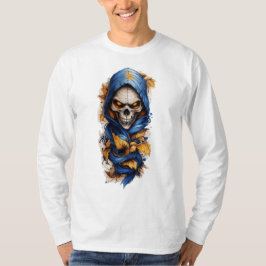 Skull and Autumn Leaves Tattoo Style T-shirt