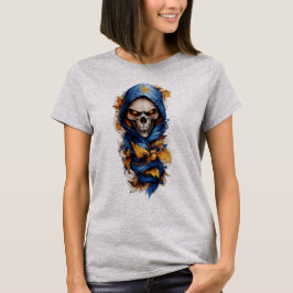 Skull and Autumn Leaves Tattoo Style T-shirt