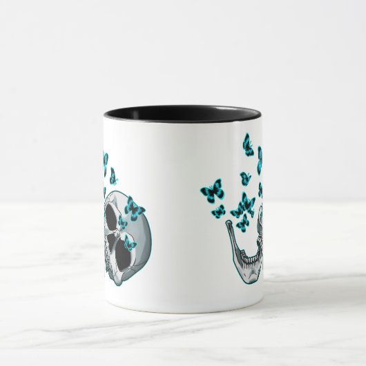 Skull and Blue Butterflies Mug Mok (Midden)