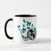 Skull and Blue Butterflies Mug Mok (Links)