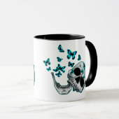 Skull and Blue Butterflies Mug Mok (Voorkant rechts)