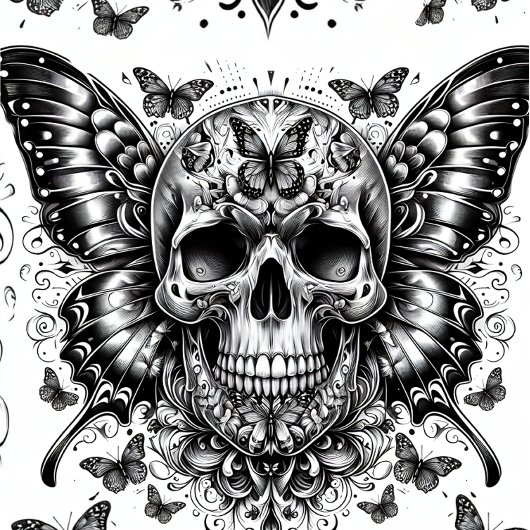 Skull and Butterflies Decoupage Paper Tissuepapier