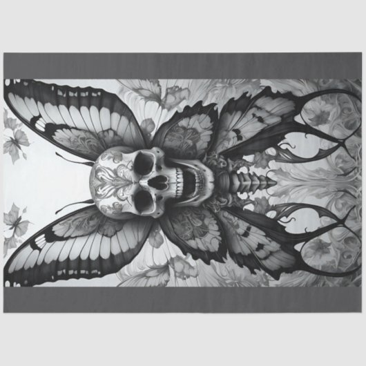 Skull and Butterflies Decoupage Paper Tissuepapier (Voorkant)