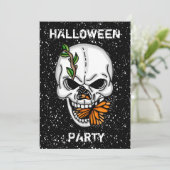 Skull and Butterfly Halloween Party Kaart (Staand voorkant)