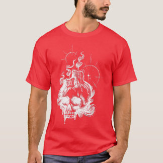 Skull and Candles Skeleton Head Gothic Occult T-Sh T-shirt