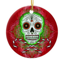 Skull and Candy Canes Ornament