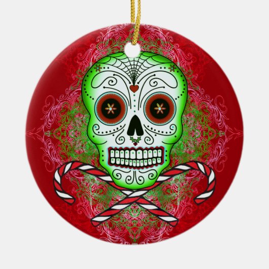 Skull and Candy Canes Ornament (Voorkant)