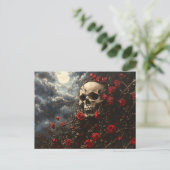 Skull and Crimson Roses Briefkaart (Staand voorkant)
