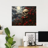 Skull and Crimson Roses Poster (Thuiskantoor)