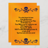 Skull and Cross Botten Halloween Party Kaart (Voorkant / Achterkant)