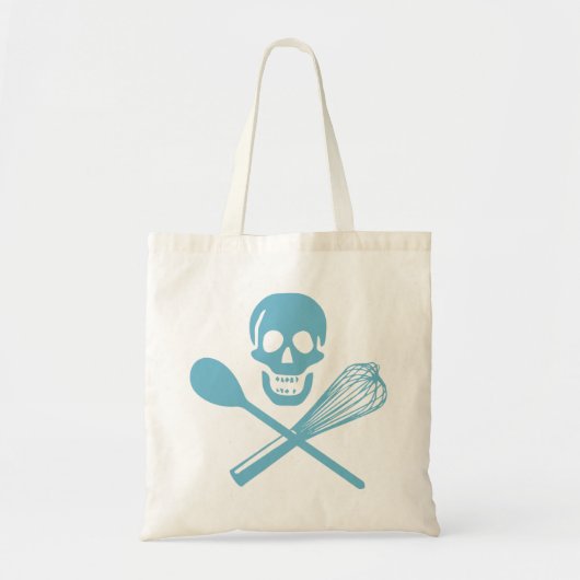 Skull and Cross Whisk Cornflour Blue Tote Bag (Voorkant)