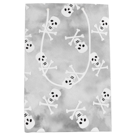 Skull and Crossbones Grijze geschenktas Medium Cadeauzakje (Voorkant)