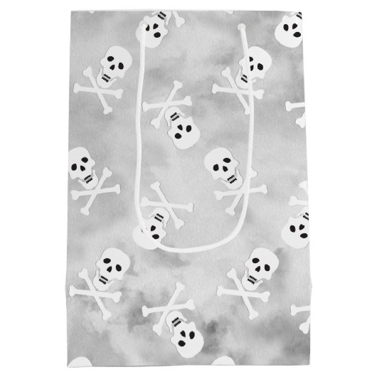 Skull and Crossbones Grijze geschenktas Medium Cadeauzakje (Achterkant)