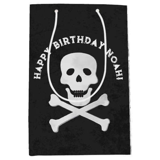 Skull and Crossbones Halloween Gift Bag Medium Cadeauzakje (Voorkant)