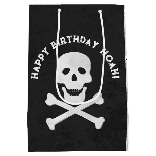 Skull and Crossbones Halloween Gift Bag Medium Cadeauzakje (Achterkant)