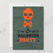 Skull and Crossbones Halloween Party Invitation Kaart (Voorkant)