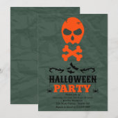 Skull and Crossbones Halloween Party Invitation Kaart (Voorkant / Achterkant)