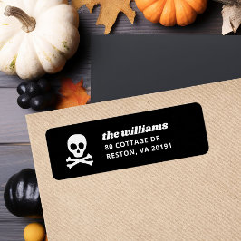 Skull and Crossbones Halloween Retouradres Etiket