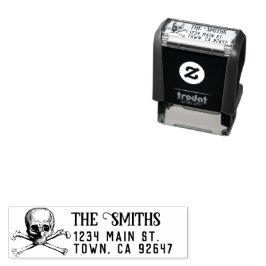 Skull and Crossbones  Pirate Address Zelfinktende Stempel