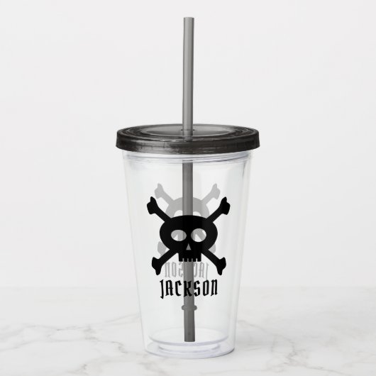Skull and Crossbones Pirate Name Acryl Tumbler Acryl Drinkbeker (Voorkant)