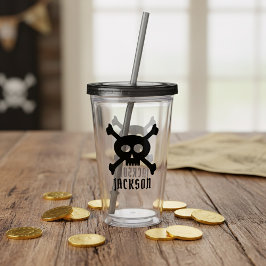 Skull and Crossbones Pirate Name Acryl Tumbler Drinkbeker