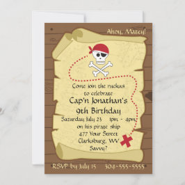 Skull and Crossbones Pirate Treasure Map Birthday Kaart
