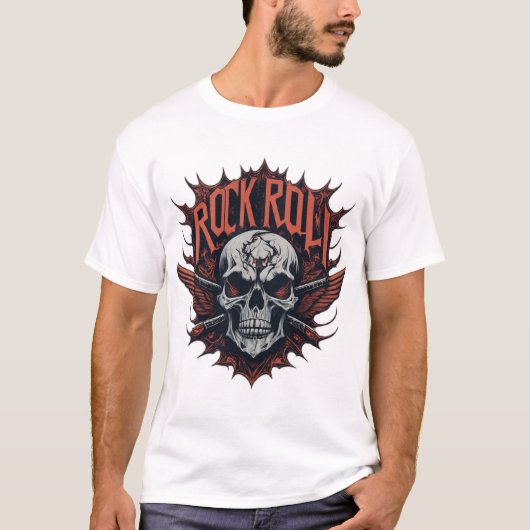Skull and Crossbones Rock Anthem T-shirts ontwerp (Voorkant)