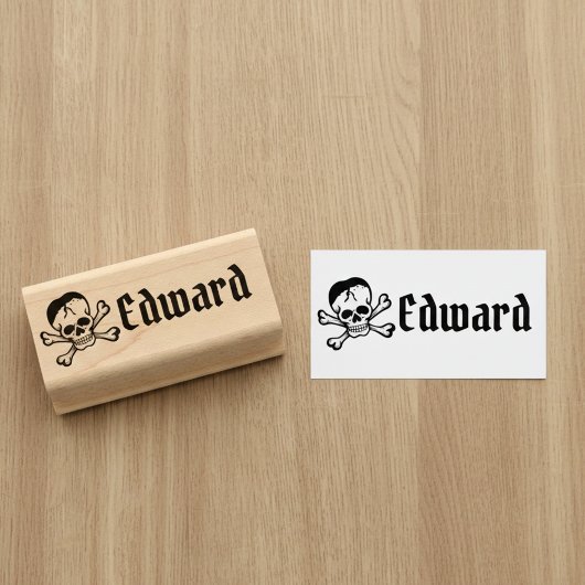 Skull and Crossbones with Custom Name Stamp Rubberstempel