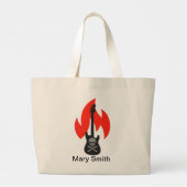 Skull and Flame gitaar Grote Tote Bag (Achterkant)