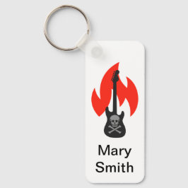 Skull and Flame gitaar Sleutelhanger