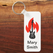 Skull and Flame gitaar Sleutelhanger (Voorkant)