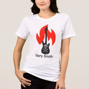Skull and Flame gitaar Tri-Blend Shirt
