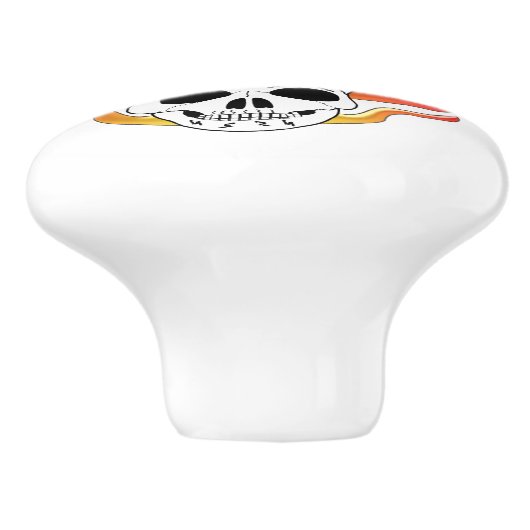 Skull And Flames Design Personalised Keramische Knop (Zijkant)