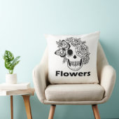 Skull and Flowers black and white Kussen (Stoel)