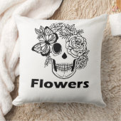 Skull and Flowers black and white Kussen (Deken)