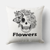Skull and Flowers black and white Kussen (Achterkant)